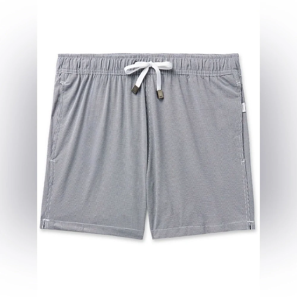 Onia Charles Short Size XL Swim Trunks Blue White Gingham Quick-Dry Mesh Lined